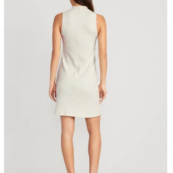 Sleeveless Mock-Neck Rib-Knit Mini Shift Dress Sz L - Picture 2 of 3